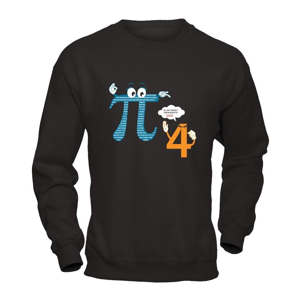 Happy Pi Day 2017 He Doesn't Know When To Stop-T-Shirt & Hoodie-Crewneck Sweatshirt-Black