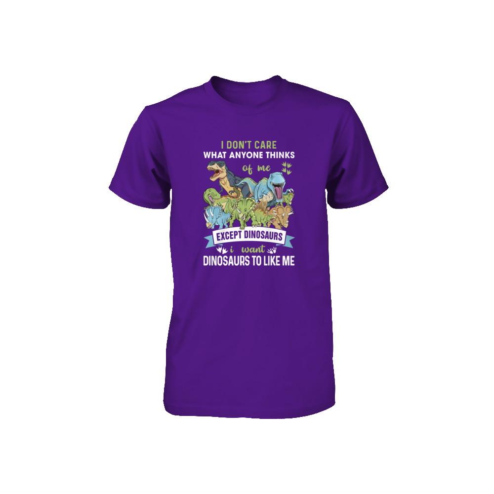 I Don't Care Except Dinosaurs Want Dinosaurs To Like Me Youth-Youth Shirt-Youth T-Shirt-Team Purple