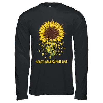Sunflower Accept Understand Love Autism Awareness-T-Shirt & Hoodie-Long Sleeve T-Shirt-Black