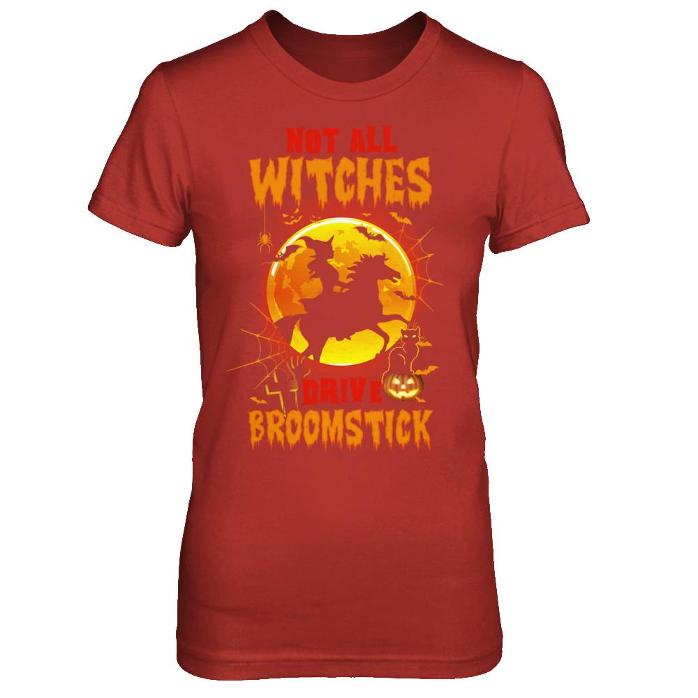 Not All Witches Drive Broom Funny Halloween Horse-T-Shirt & Sweatshirt-Women's T-Shirt-Red