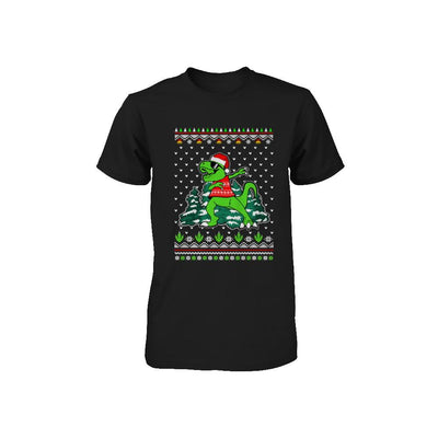 Funny Dab Dabbing Dinosaur Ugly Christmas Sweater Xmas Youth-Youth Shirt-Toddler T-Shirt-Black