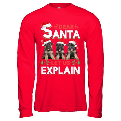 Dear Santa Funny German Shepherd Puppies Christmas Gift-T-Shirt & Hoodie-Long Sleeve T-Shirt-Red