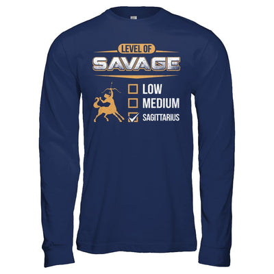 Level Of Savage Sagittarius-T-Shirt & Hoodie-Long Sleeve T-Shirt-Navy