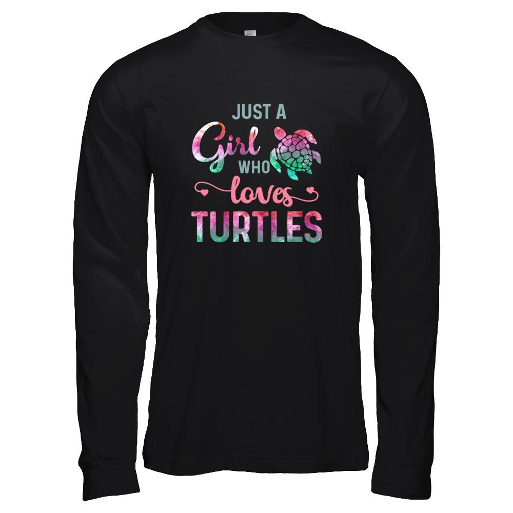 Just A Girl Who Loves Turtles Turtle Lover-T-Shirt & Tank Top-Long Sleeve T-Shirt-Black