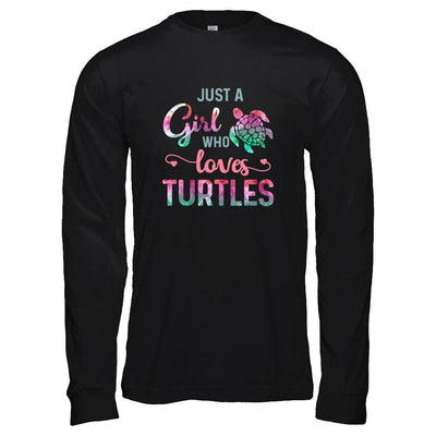 Just A Girl Who Loves Turtles Turtle Lover-T-Shirt & Tank Top-Long Sleeve T-Shirt-Black