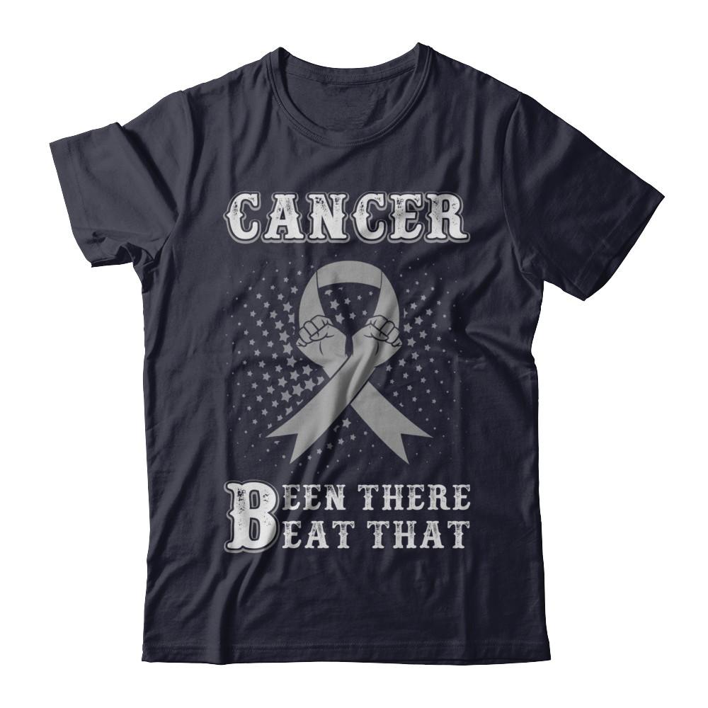 Brain Cancer Been There Beat That Grey Gray Awareness Ribbon-T-Shirt & Hoodie-Premium T-Shirt-Midnight Navy