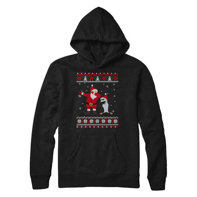 Dabbing Santa Penguin Dab Dance Ugly Christmas Sweater-T-Shirt & Sweatshirt-Pullover Hoodie-Black