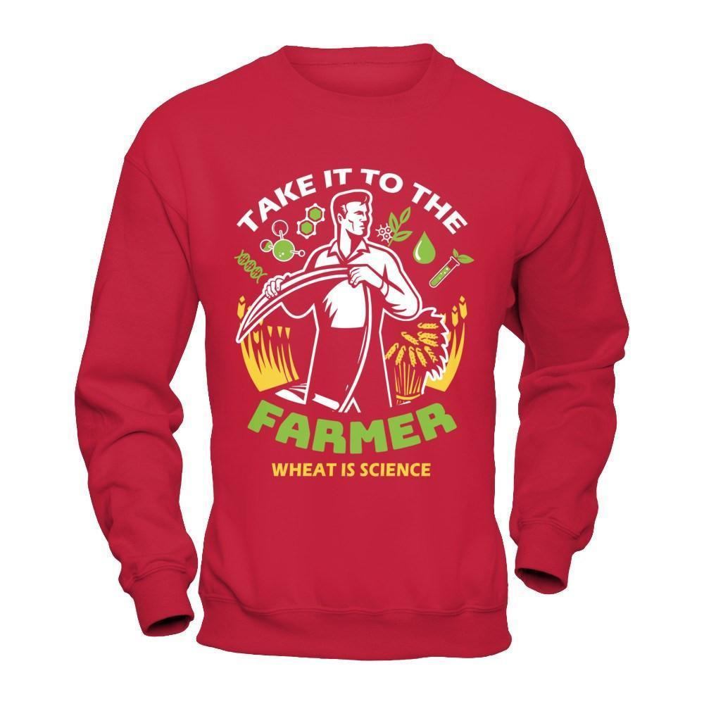 Take It To The Farmer What Is Science-T-Shirt & Hoodie-Crewneck Sweatshirt-Red