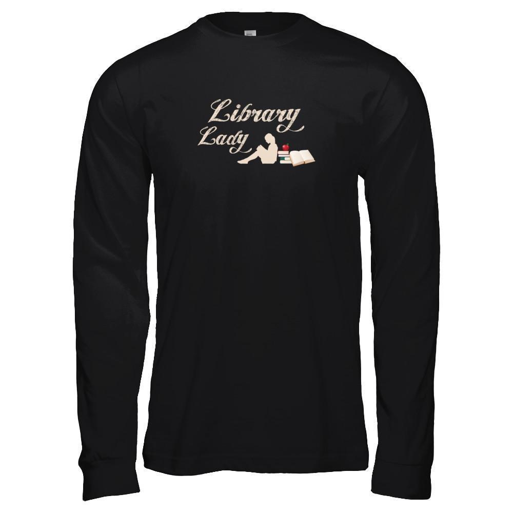 Library Lady Read Book Lover-T-Shirt & Tank Top-Long Sleeve T-Shirt-Black