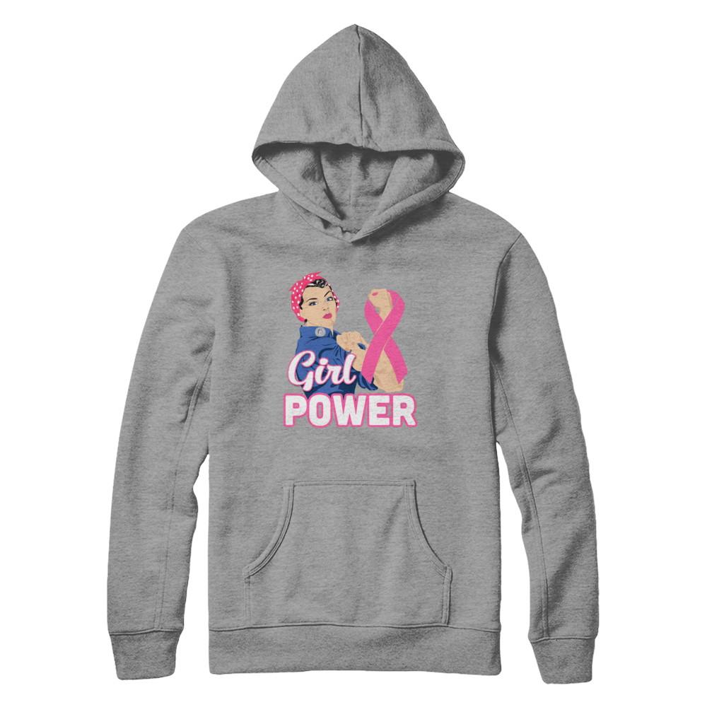Girl Power Breast Cancer Awareness Month-T-Shirt & Hoodie-Pullover Hoodie-Sport Grey