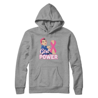 Girl Power Breast Cancer Awareness Month-T-Shirt & Hoodie-Pullover Hoodie-Sport Grey