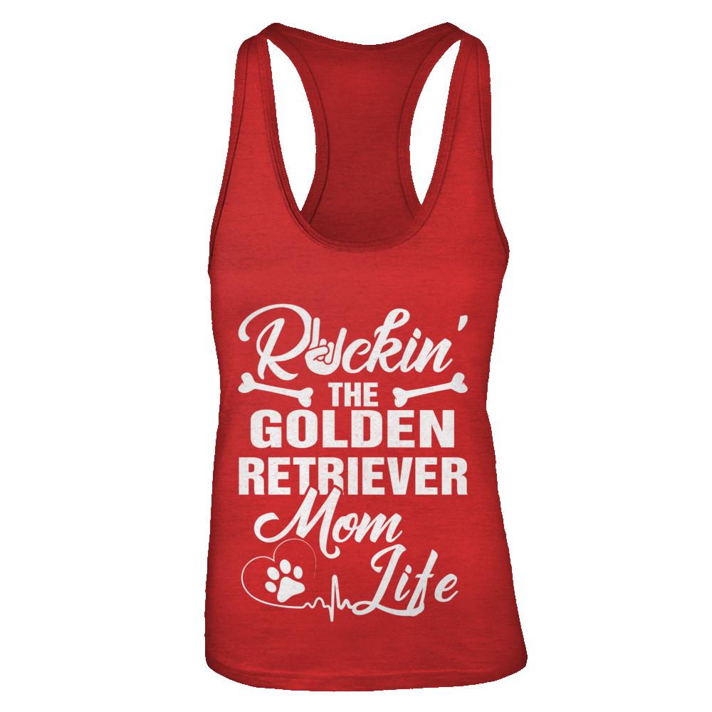 Rockin The Golden Retriever Mom Life-T-Shirt & Tank Top-Women's Ideal Racerback Tank-Red