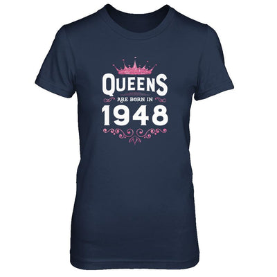 Queens Are Born In 1948 Birthday Gift-T-Shirt & Tank Top-Women's T-Shirt-Navy