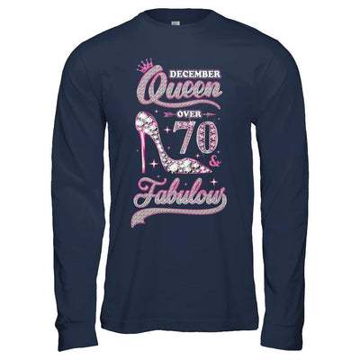December Queen 70 And Fabulous 1951 70th Years Old Birthday-T-Shirt & Hoodie-Long Sleeve T-Shirt-Navy