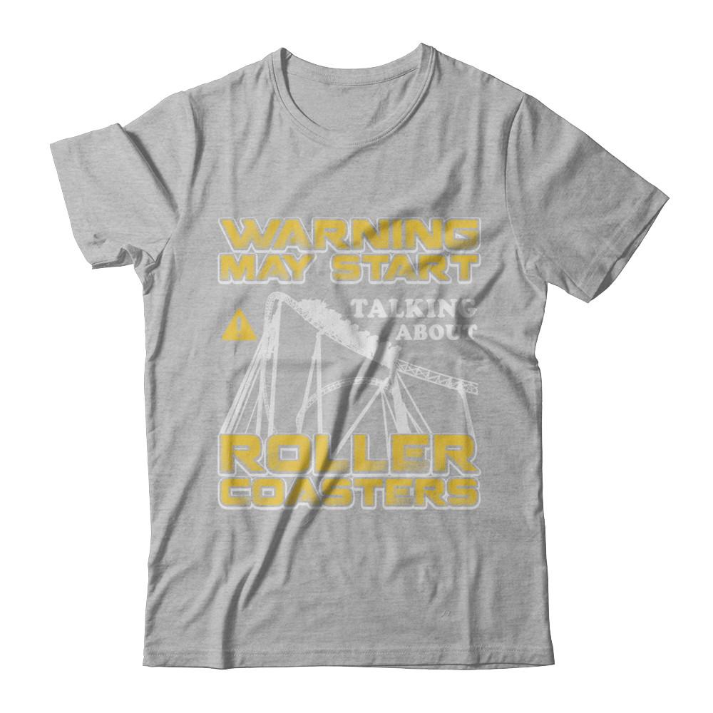 Warning May Start Talking About Roller Coasters-T-Shirt & Hoodie-Premium T-Shirt-Heather Gray
