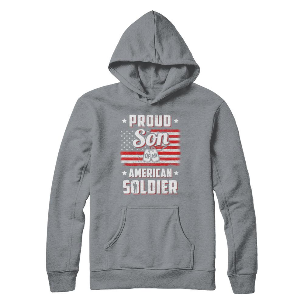 Proud Son Of A Soldier Army Dad Mom Veteran-T-Shirt & Hoodie-Pullover Hoodie-Light Steel