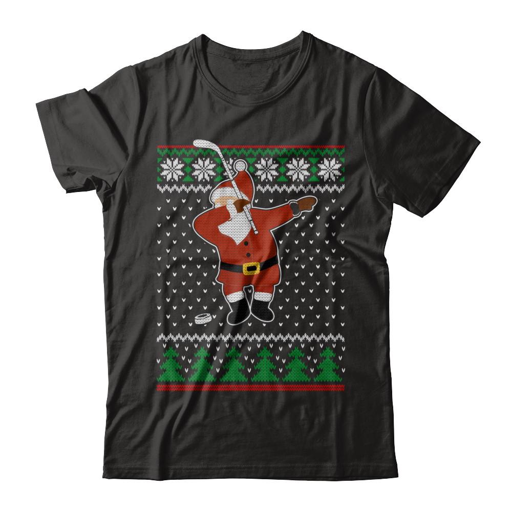 Dabbing Santa Hockey Ugly Sweater Christmas-T-Shirt & Sweatshirt-Premium T-Shirt-Black