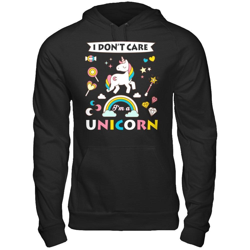 I Dont Care I'am A Unicorn-T-Shirt & Hoodie-Pullover Hoodie-Black