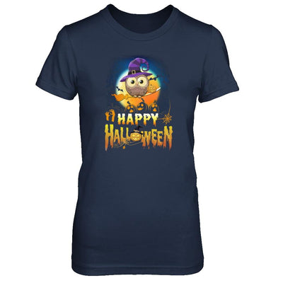 Happy Halloween Owl Witch-T-Shirt & Tank Top-Women's T-Shirt-Navy