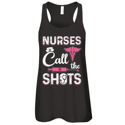 Nurses Call The Shots Funny-T-Shirt & Tank Top-Women's Flowy Racerback Tank-Black