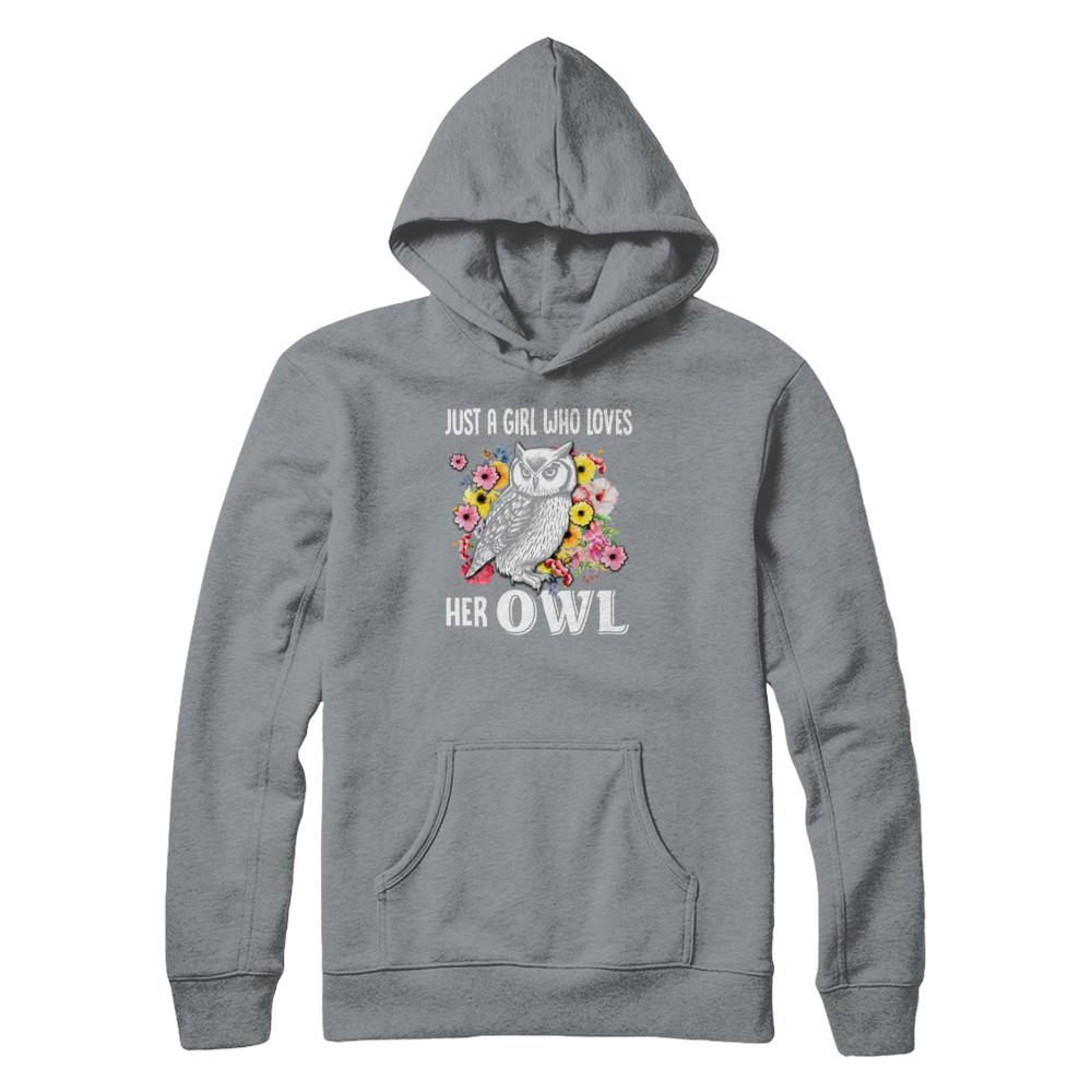 Just A Girl Who Loves Her Owl-T-Shirt & Tank Top-Pullover Hoodie-Light Steel