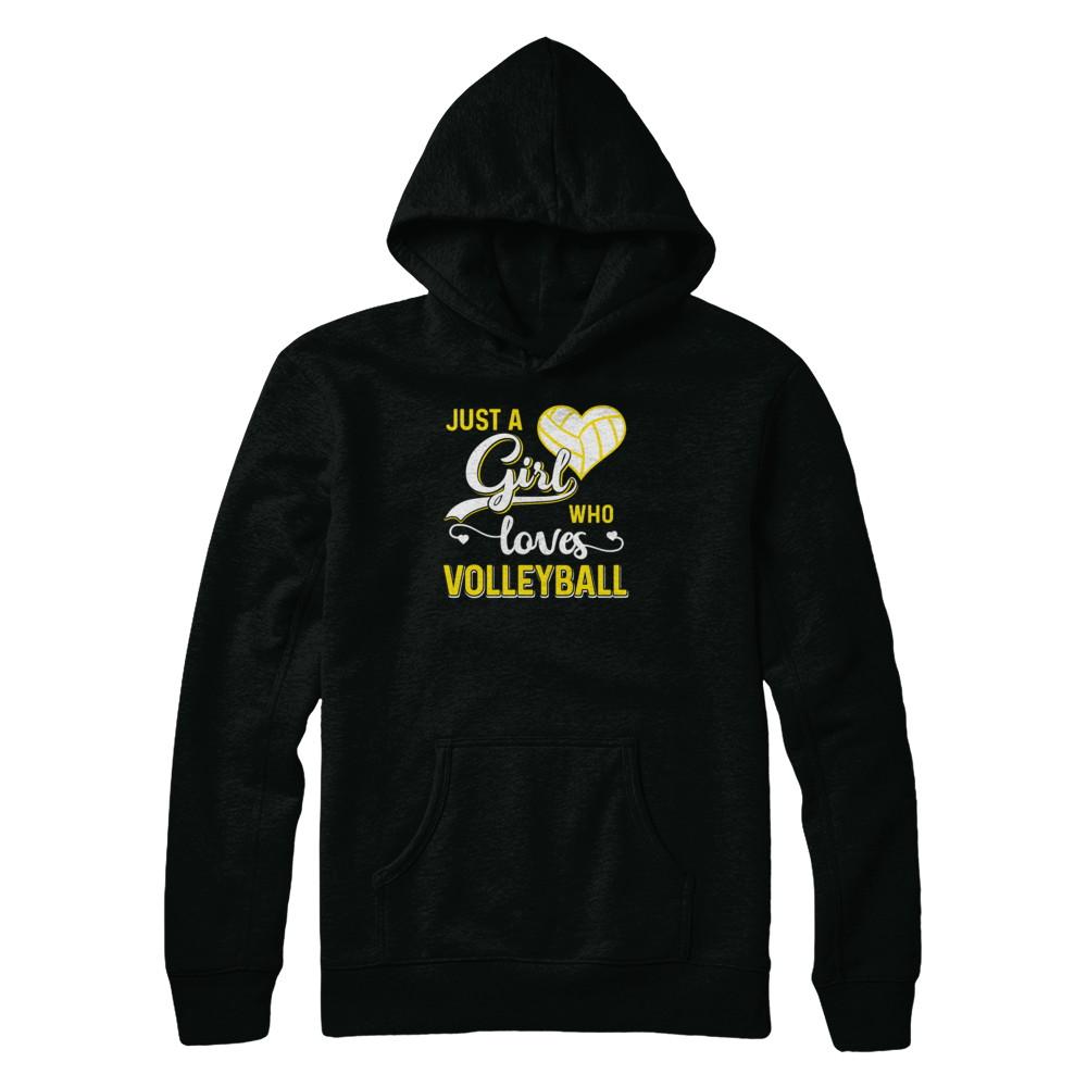 Just A Girl Who Loves Volleyball-T-Shirt & Tank Top-Pullover Hoodie-Black