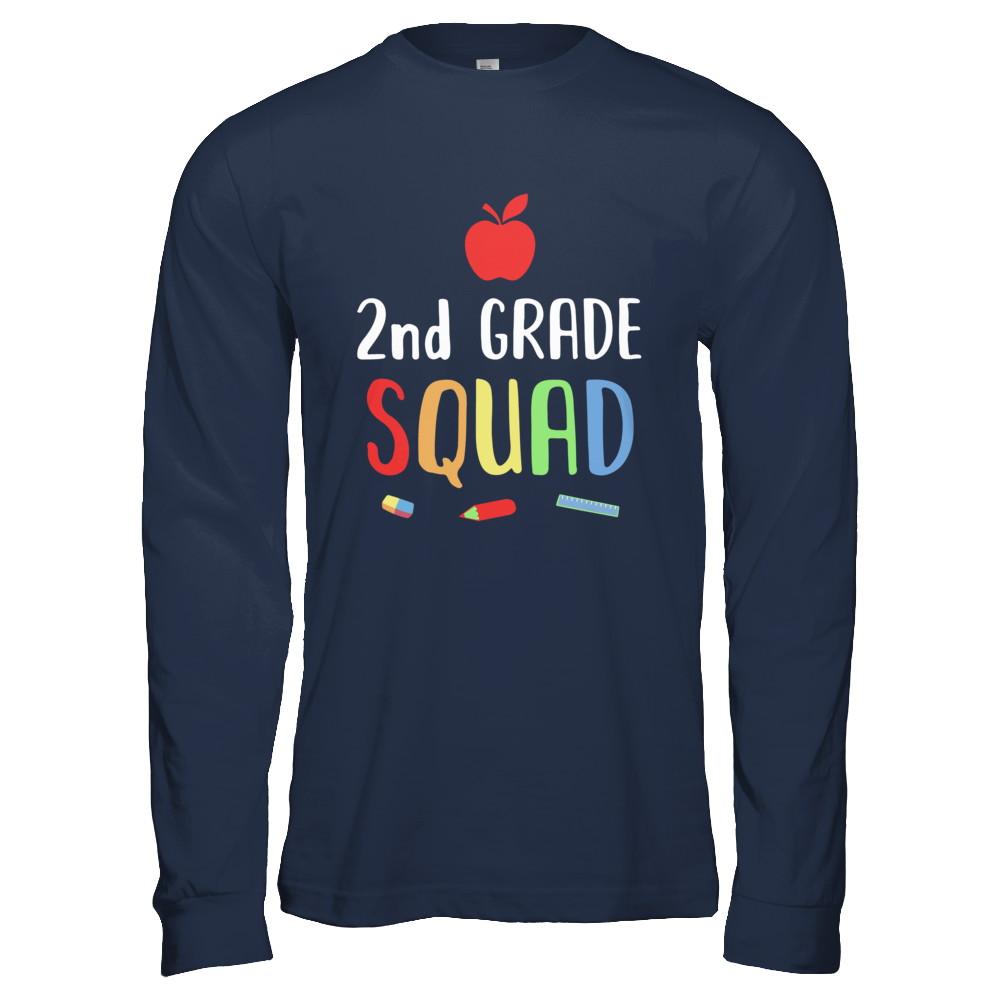 2nd Grade Squad Back To School Teacher Second Grade-T-Shirt & Hoodie-Long Sleeve T-Shirt-Navy
