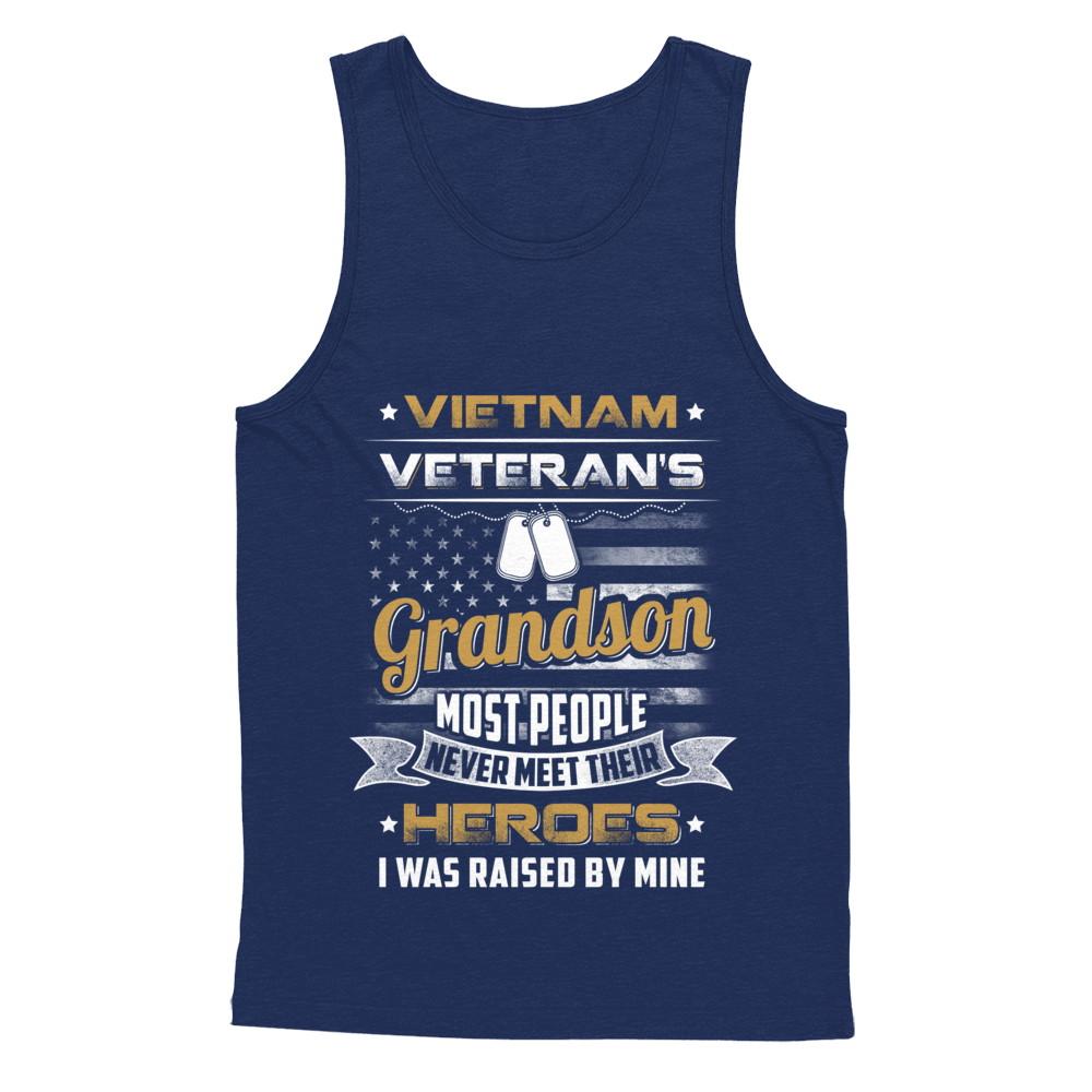 Vietnam Veteran's Grandson I Was Raised By Mine-T-Shirt & Hoodie-Unisex Tank-Navy