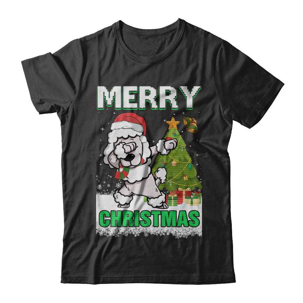 Cute Poodle Claus Merry Christmas Ugly Sweater-T-Shirt & Sweatshirt-Premium T-Shirt-Black