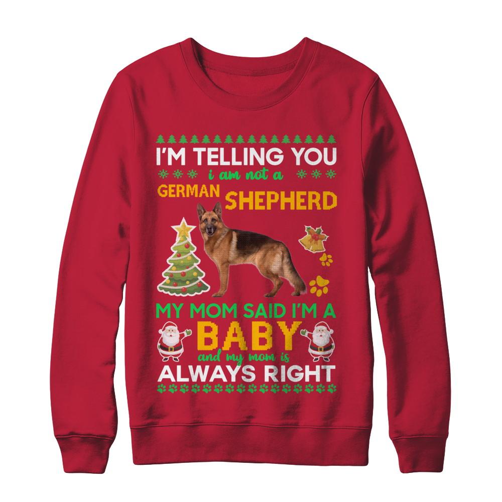 I Am Not A German Shepherd My Mom Said I'm A Baby-T-Shirt & Sweatshirt-Crewneck Sweatshirt-Red