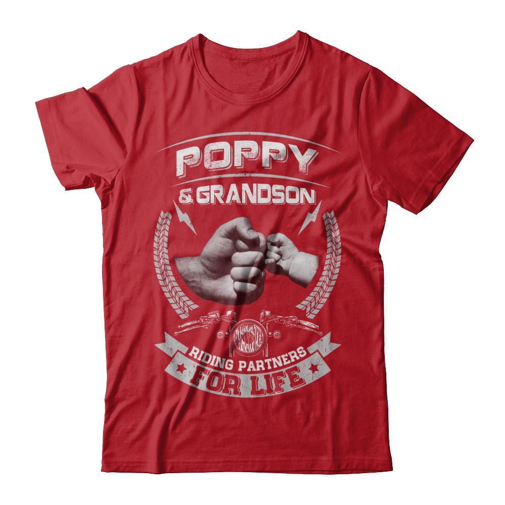 Motocross Poppy And Grandson Riding Partners For Life-T-Shirt & Hoodie-Classic T-Shirt-Red