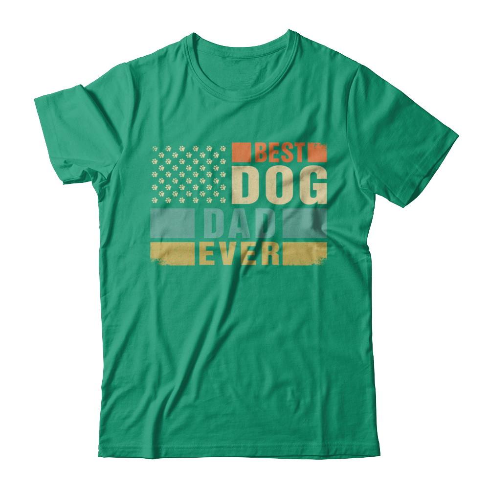 Vintage Retro BEST DOG DAD EVER American Flag Fathers Day-T-Shirt & Hoodie-Classic T-Shirt-Kelly Green