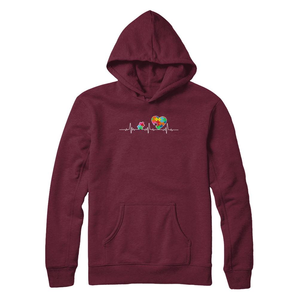 Autism Puzzle Heartbeat Autism Awareness-T-Shirt & Hoodie-