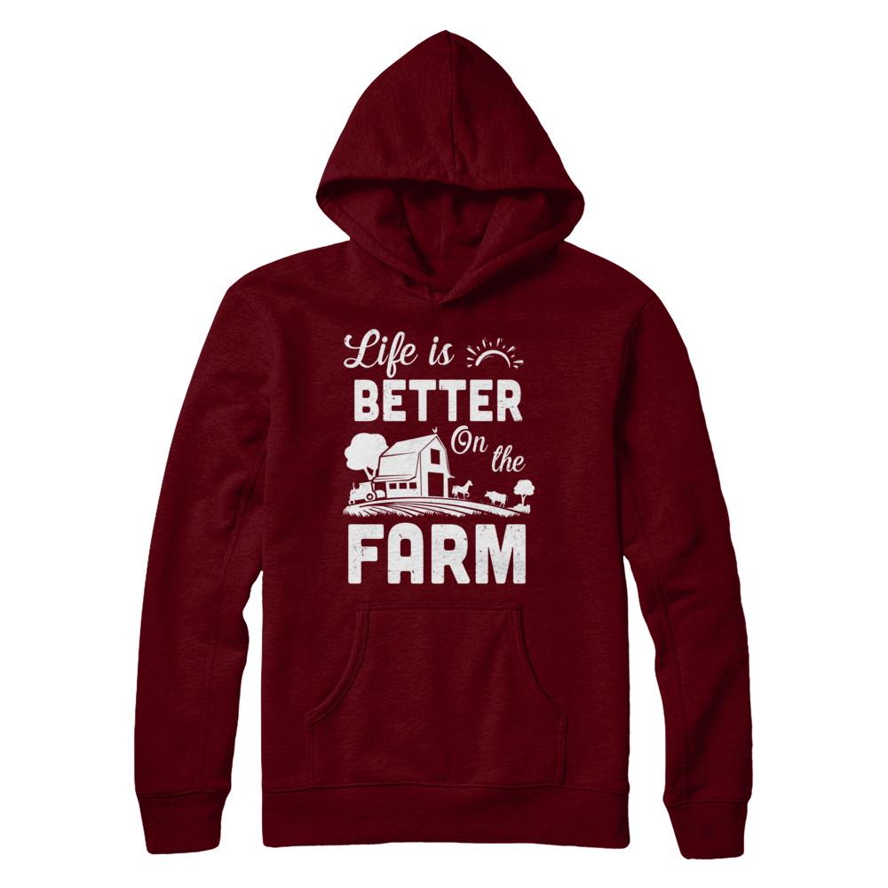 Life Is Better On The Farm Farmer-T-Shirt & Hoodie-Pullover Hoodie-Maroon