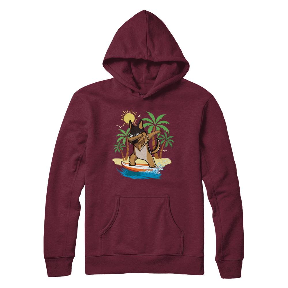 Summer Vacation Dabbing German Shepherd Surfing Surfboard Gift-T-Shirt & Hoodie-Pullover Hoodie-Maroon