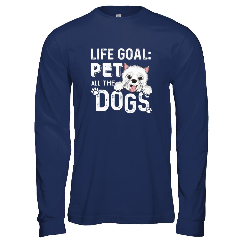 Life Goal Pet All The Dogs-T-Shirt & Tank Top-Long Sleeve T-Shirt-Navy