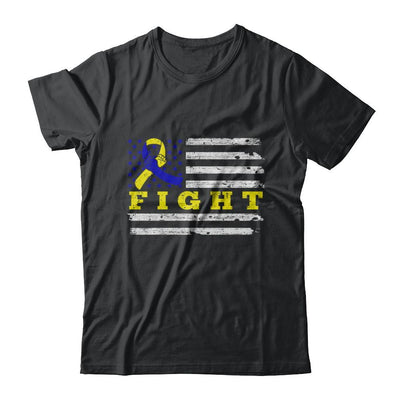 Fight Blue Yellow Ribbon US Flag Down Syndrome Awareness-T-Shirt & Hoodie-Classic T-Shirt-Black