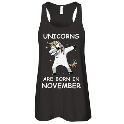 Unicorns Are Born In November Cute Dabbing-T-Shirt & Tank Top-Women's Flowy Racerback Tank-Black