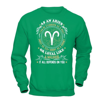 As An Aries I Can Be Stubborn As A Mule-T-Shirt & Hoodie-Crewneck Sweatshirt-Irish Green