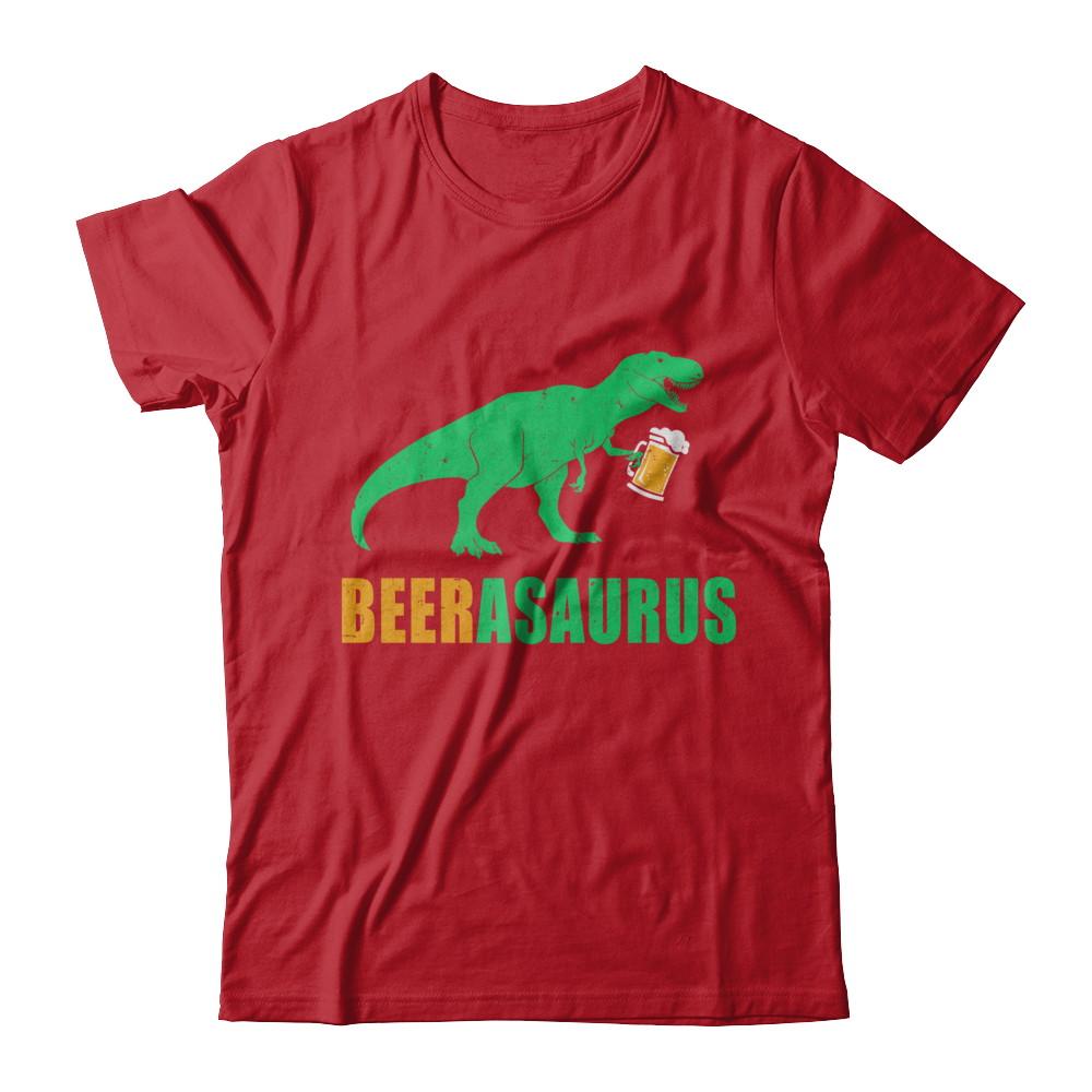 Beerasaurus Funny International Beer Day Dinosaur Gift-T-Shirt & Hoodie-Classic T-Shirt-Red