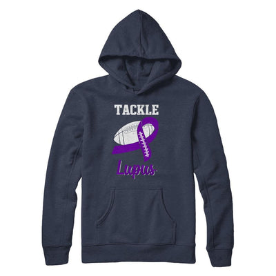 Football Survivor Tackle Purple Lupus Awareness-T-Shirt & Hoodie-Pullover Hoodie-Navy