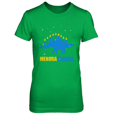 Funny Hanukkah Dinosaur Menorah Stegosaurus Menorasaurus-T-Shirt & Sweatshirt-Women's T-Shirt-Irish Green
