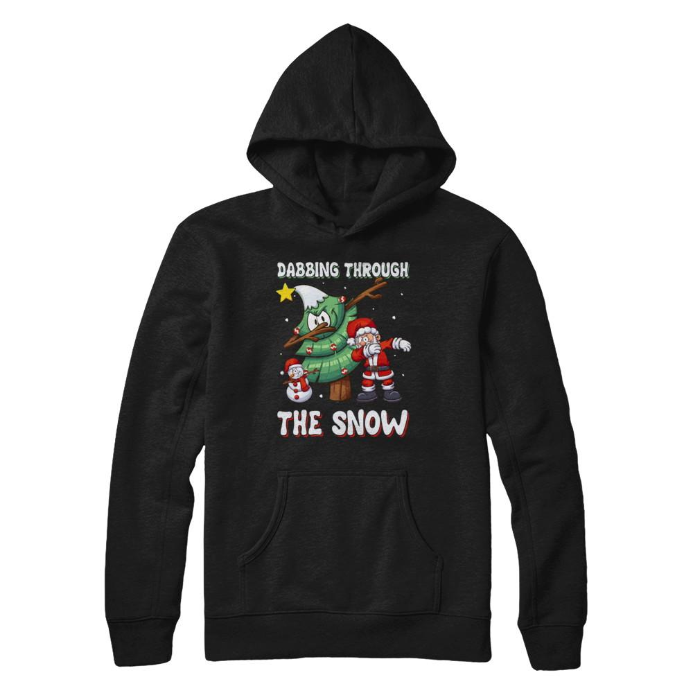 Dabbing Santa Snowman Christmas Tree-T-Shirt & Sweatshirt-Pullover Hoodie-Black