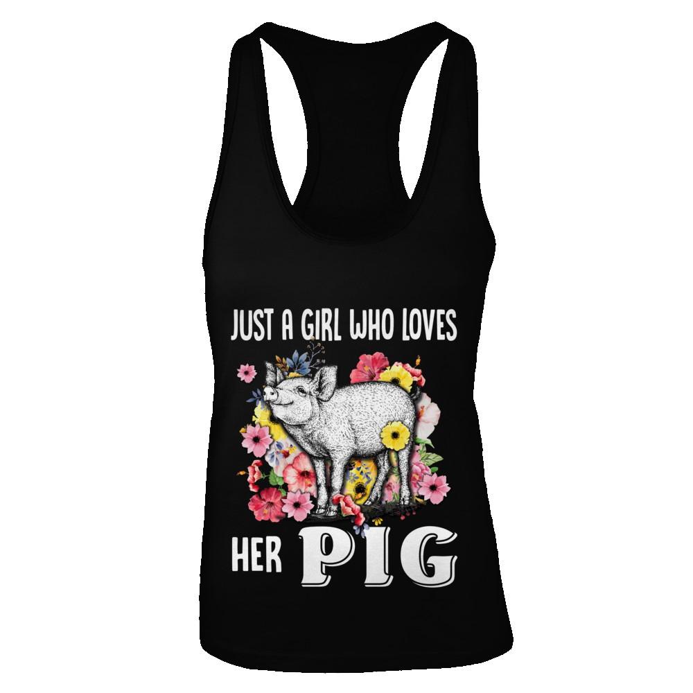 Just A Girl Who Loves Her Pig-T-Shirt & Tank Top-Women's Ideal Racerback Tank-Black