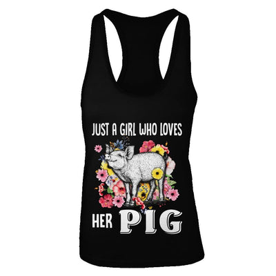 Just A Girl Who Loves Her Pig-T-Shirt & Tank Top-Women's Ideal Racerback Tank-Black