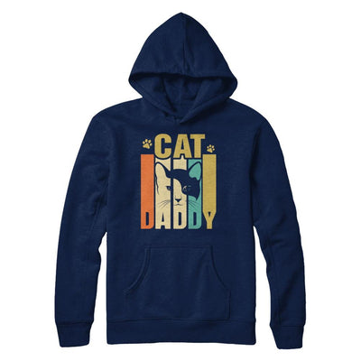 Retro Vintage Daddy Cat Father's Day Gift-T-Shirt & Hoodie-Pullover Hoodie-Navy