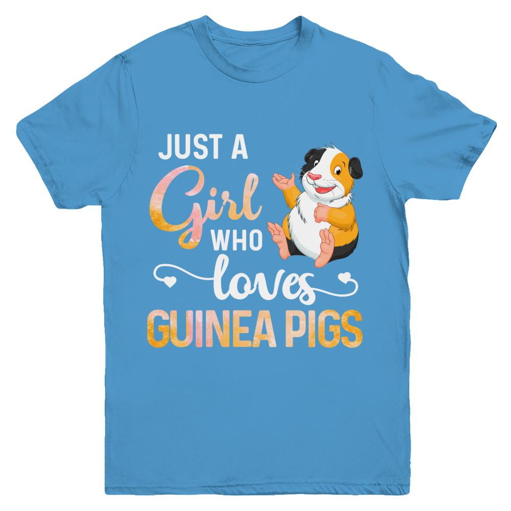 Just A Woman Who Loves Guinea Pigs Youth-Youth Shirt-Youth T-Shirt-Carolina Blue