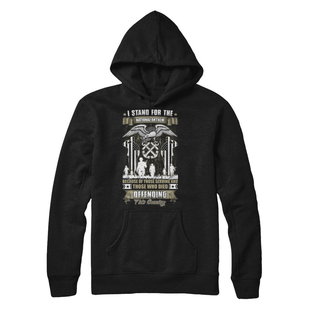 I Stand National Anthem Who Died defending this country-T-Shirt & Hoodie-Pullover Hoodie-Black
