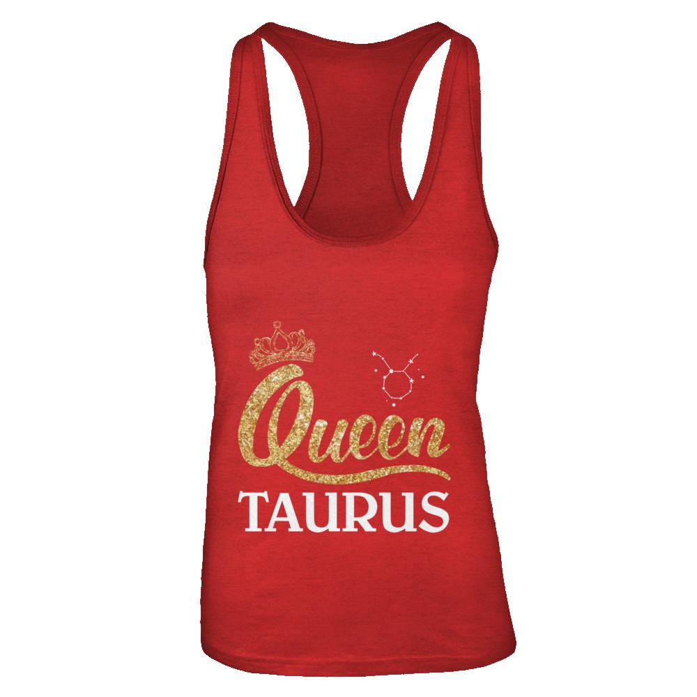 Queen Taurus Zodiac April May Birthday Gift-T-Shirt & Tank Top-Women's Ideal Racerback Tank-Red
