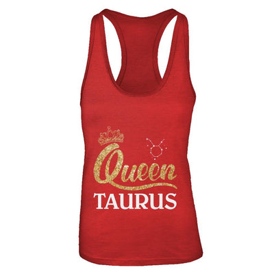 Queen Taurus Zodiac April May Birthday Gift-T-Shirt & Tank Top-Women's Ideal Racerback Tank-Red